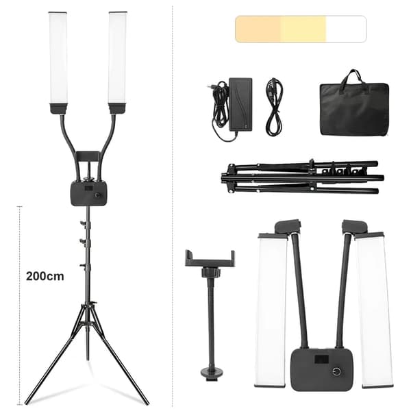 Fotografiskt fylljus, justerbar färgtemperatur, LCD-skärmdisplay, med 160cm stativ, EU