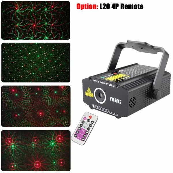 Laserstjerneprojektor, 4 mønstre, sceneeffektlys, B20 4 mønstre, EU-stik