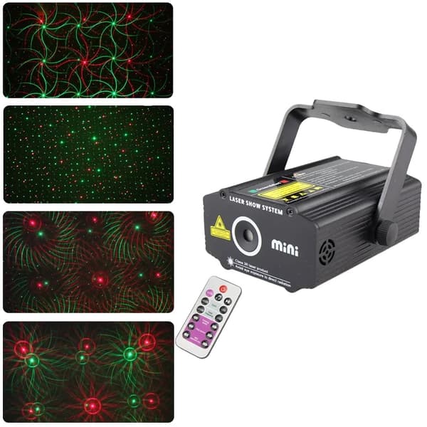 Laserstjerneprojektor, 4 mønstre, sceneeffektlys, B20 4 mønstre, EU-stik