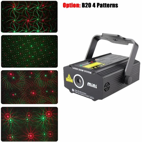Laserstjärnprojektor, 4 mönster, scenljuseffekter, B20 4 mönster, EU-kontakt