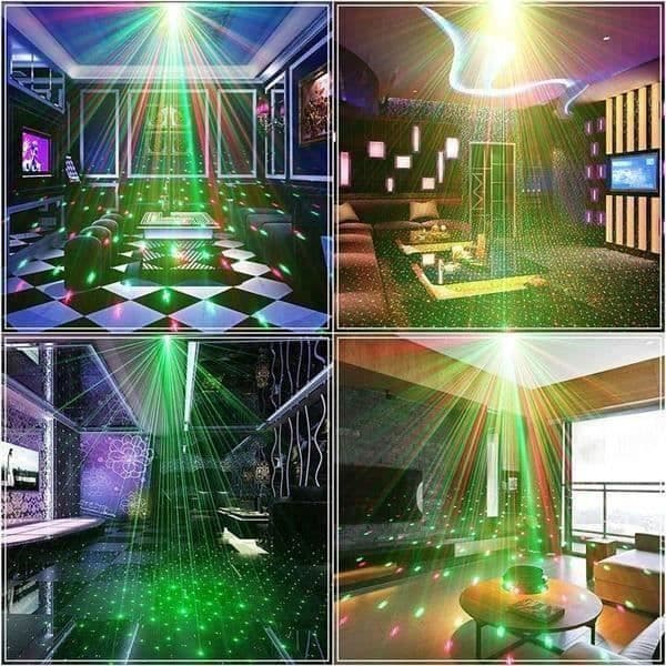 Swonuk® Laser Scenlampa, LED-ljus Strobeprojektor Festljus Kvällsfjärrkontroll Spegelboll DJ-belysning