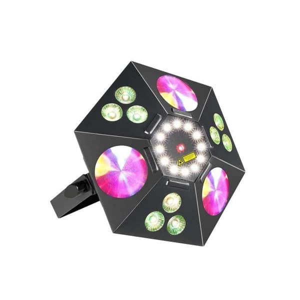 4-I-1 LJUSSPEL: TVÄTT, BLOMMA, STROBE, LASER 2-I-1 POWER LJUS