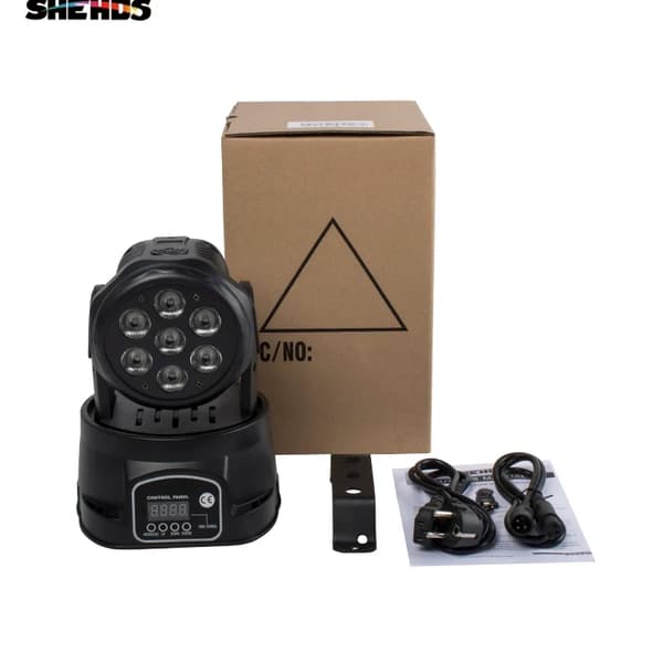 LED Moving Head Scenebelysning, RGBW Farveblanding, 14 Kanalers Kontrol, 7x12, EU-stik