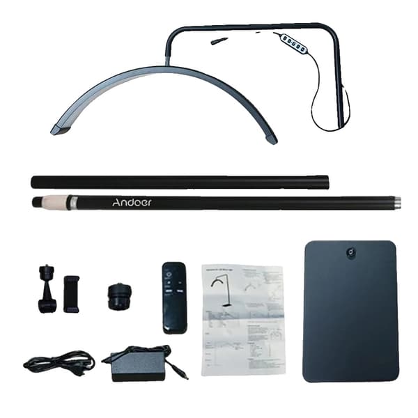 Säädettävä puolikuu LED-videovalo, 36W 3200K-5600K, 10-tason kirkkaus,Musta HD-M23X, EU Black HD-M6X
