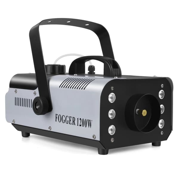 1200W Tågemaskine, RGB LED-lys, Trådløs Fjernbetjening,9 LED Røgmaskine, EU Stik