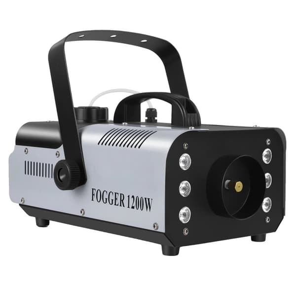 1200W Tågemaskine, RGB LED-lys, Trådløs Fjernbetjening,9 LED Røgmaskine, EU Stik