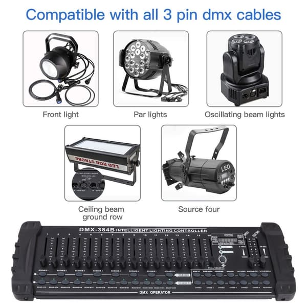 DMX512 Valo-ohjain, 384 Kanavaa, MIDI-ohjausintegraatio