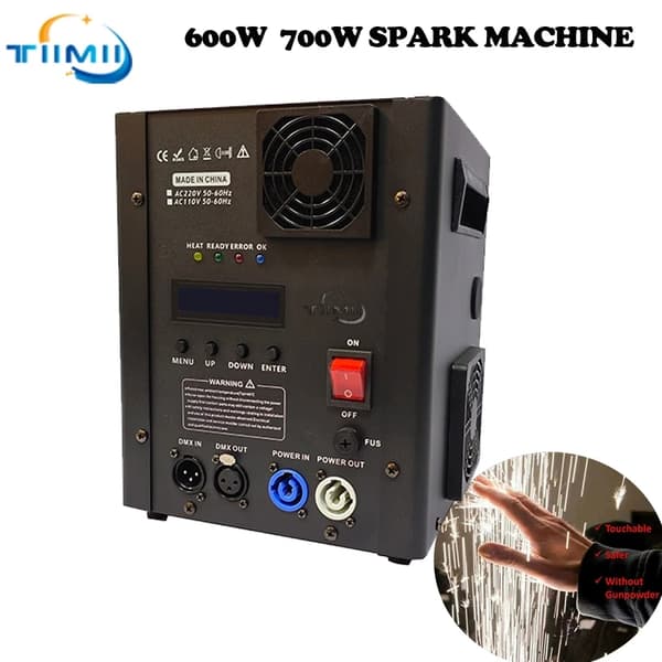 Kylmä Kipinä -kone, 600W/700W Tehovaihtoehdot, DMX ja Kauko-ohjaus,600W, 1 kpl Lentokotelo 4in1