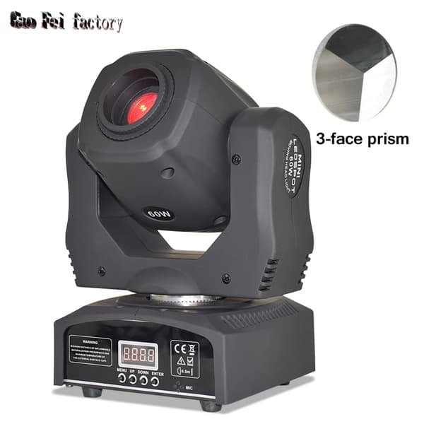 Scene Belysning Flytteligt Hovedlys, 60W Hvid LED, 12 DMX Kanaler,LED Scene Lys 60W, EU-stik