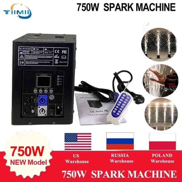 750W Kylmä Kipinälaite, DMX512 Ohjaus, 1-5 Metriä Suihkukorkeus,1 Kone, Musta