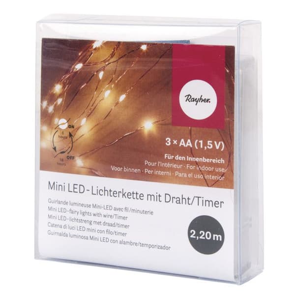 Mini-ljusslinga 20 LED-ljusstakar 220cm gul + timer