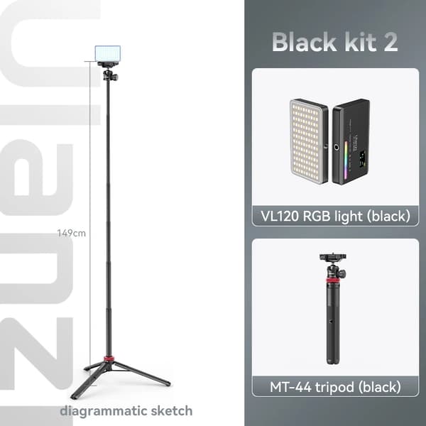 RGB Videolampa, Justerbar Färgtemperatur, 120° Belysningsvinkel,Vit MT-08 kit