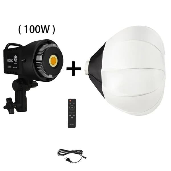 SH LED COB Videolampa, Bi-färg 3200K-5600K, Justerbar ljusstyrka 1-100,100W Softbox