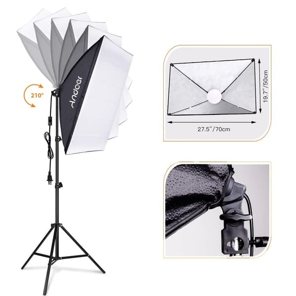 Fotografi Ljuskit, 85W Justerbar Ljusstyrka, Bi-Färgt Temperatur 2800K-5700K, Stor Softbox 50 * 70cm