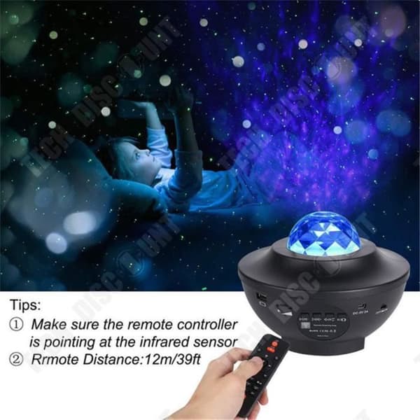 TD® LED Star projektorlampa, roterande nattljusprojektor med flera lägen &amp; fjärrkontroll &amp; timer &amp; högtalare &amp; Bluetooth