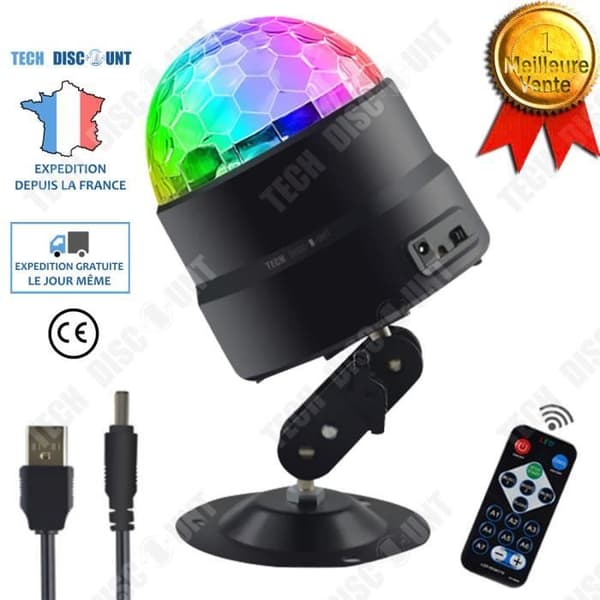 TD® Disco Scenlampa USB Trådlös Färgglad Led Födelsedagsprojektor Magic Ball Light Datorer Fjärrkontroll Röstkontroll