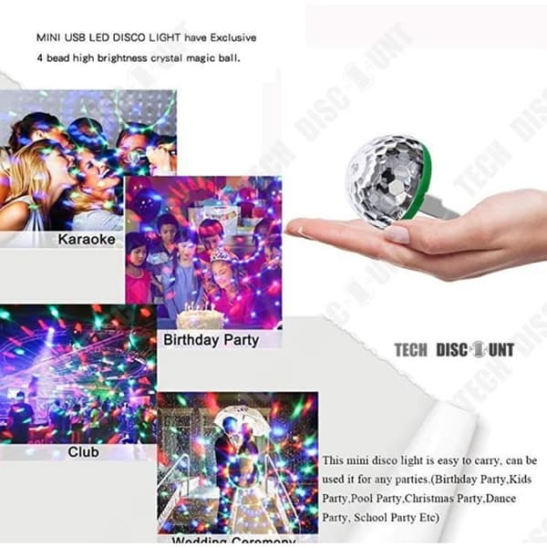 TD® Mini disco ljus party scen lampa led projektor RGB effekt DJ kristallkula belysning kväll fest klubb bar atmosfär