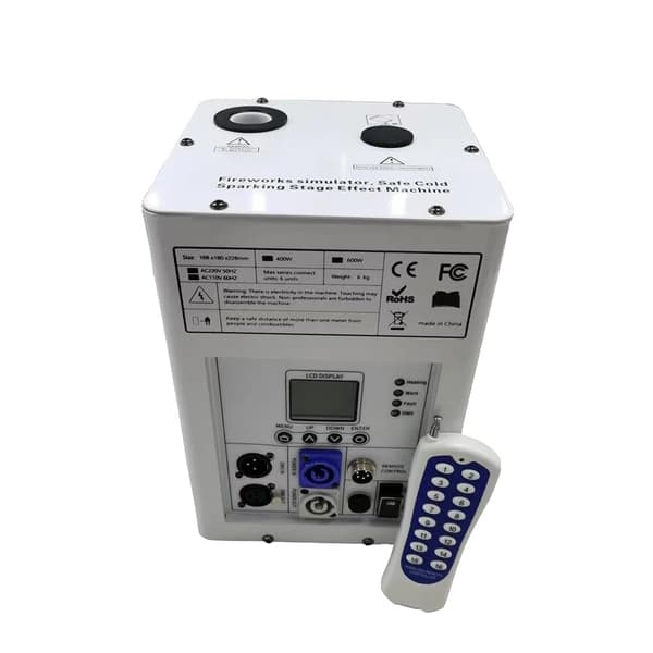 Kylmä kipinäkone, 600W teho, kauko-ohjattava toiminta,Valkoinen Väri, 1 Kone