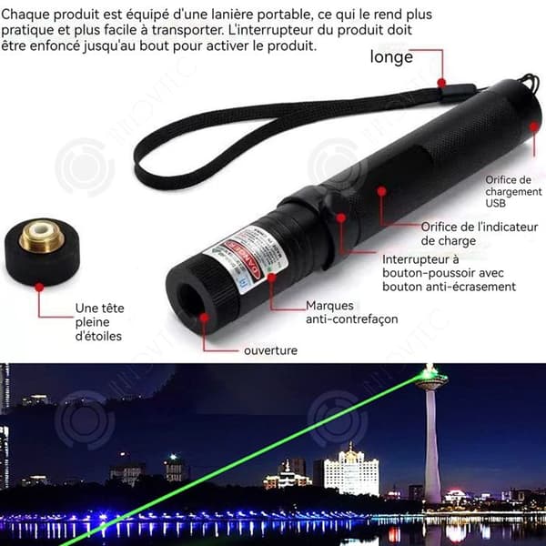 INN Grön laserpekare justerbar brännvidd 8000m räckvidd 4000mah USB-laddning laser 303 gypsophila unik grön laser belysning