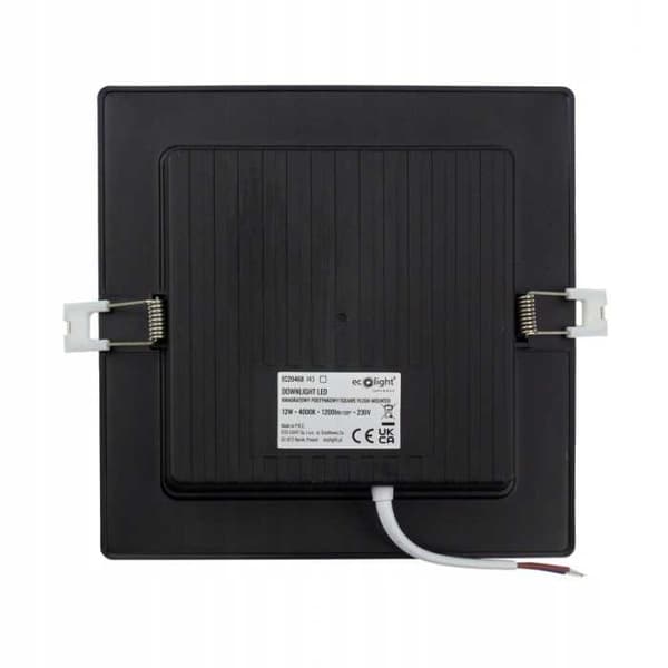 DOWNLIGHT LED P/T FIRKANTET 12W 4000K SORT DL-1