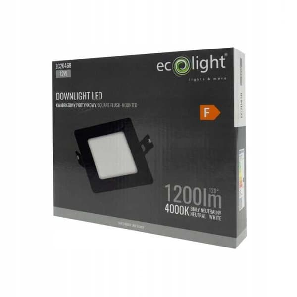 DOWNLIGHT LED P/T FIRKANTET 12W 4000K SORT DL-1