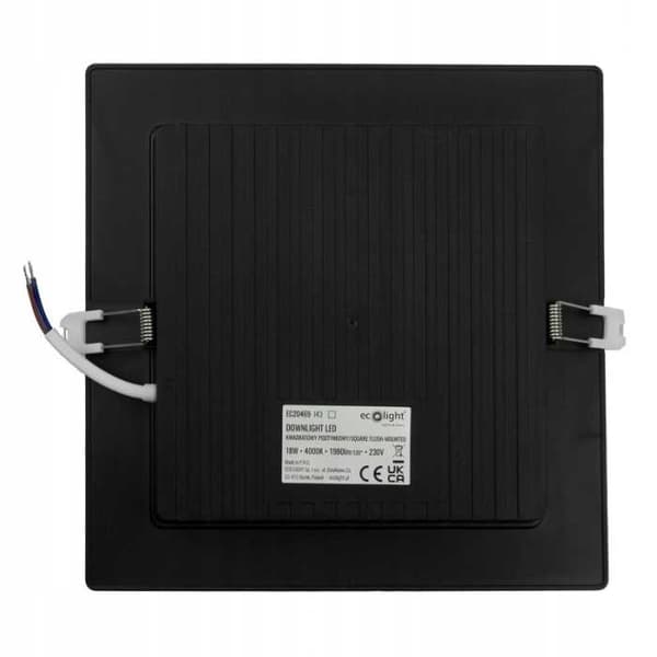 DOWNLIGHT LED P/T FIRKANTET 18W 4000K SORT DL-1