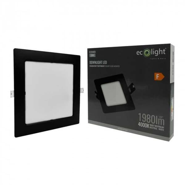 DOWNLIGHT LED P/T FIRKANTET 18W 4000K SORT DL-1