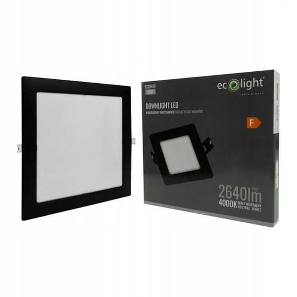 DOWNLIGHT LED P/T FIRKANTET 24W 4000K SORT DL-1