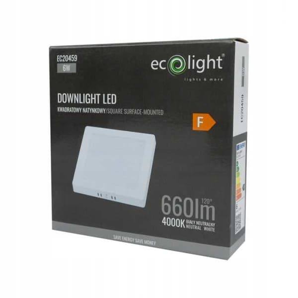 DOWNLIGHT LED N/T FIRKANTET 6W 4000K HVID DL-1