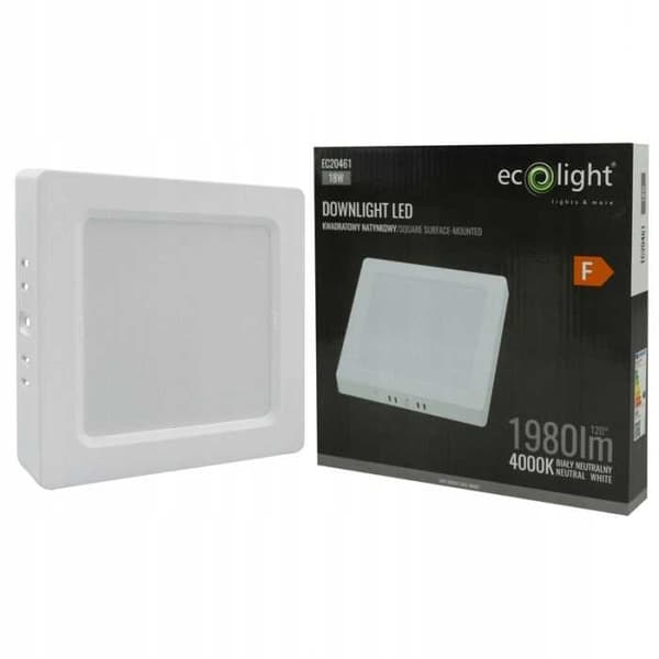 DOWNLIGHT LED N/T FIRKANTET 18W 4000K HVID DL-1