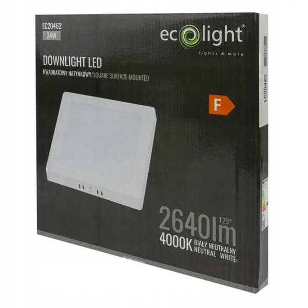DOWNLIGHT LED N/T FIRKANTET 24W 4000K HVID DL-1