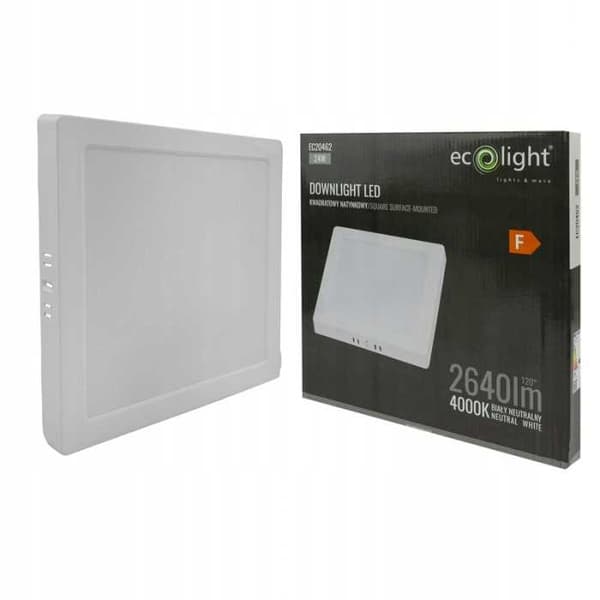 DOWNLIGHT LED N/T FIRKANTET 24W 4000K HVID DL-1