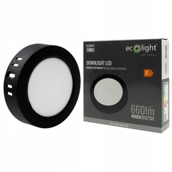 LED-alasvalo N/T pyöreä 6W 4000K musta DL-1