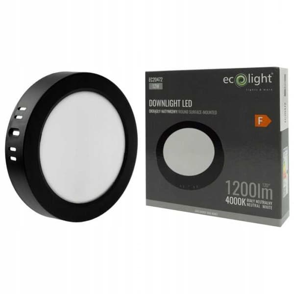 DOWNLIGHT LED N/T RUND 12W 4000K SORT DL-1