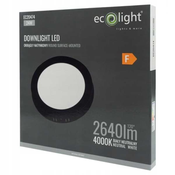 LED-alasvalo N/T pyöreä 24W 4000K musta DL-1