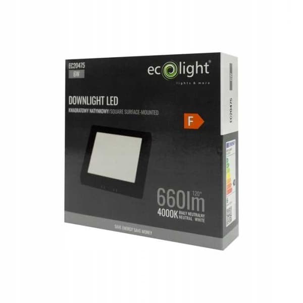 LED-alasvalo N/T neliönmuotoinen 6W 4000K musta DL-1