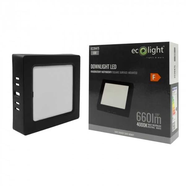 LED-alasvalo N/T neliönmuotoinen 6W 4000K musta DL-1