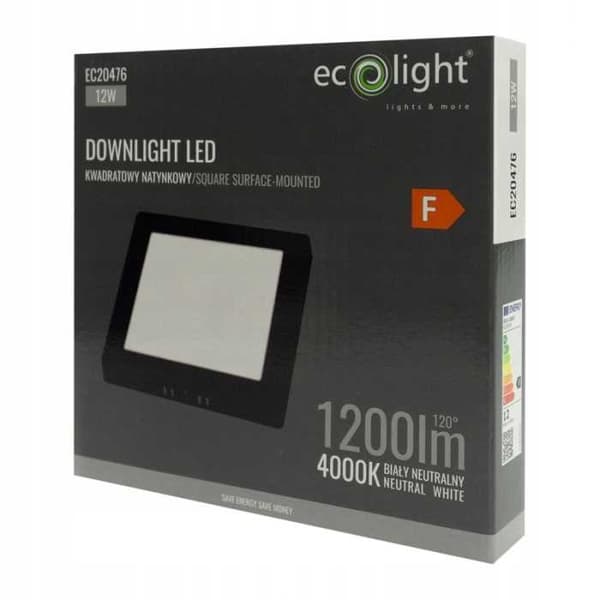 DOWNLIGHT LED N/T KVADRATISK 12W 4000K SVART DL-1