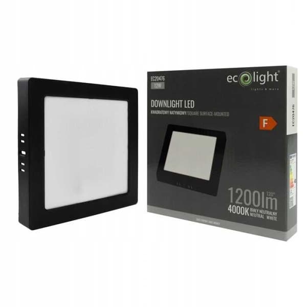 DOWNLIGHT LED N/T KVADRATISK 12W 4000K SVART DL-1