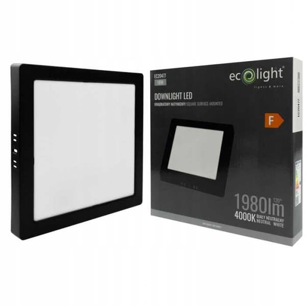DOWNLIGHT LED N/T KVADRATISK 18W 4000K SVART DL-1