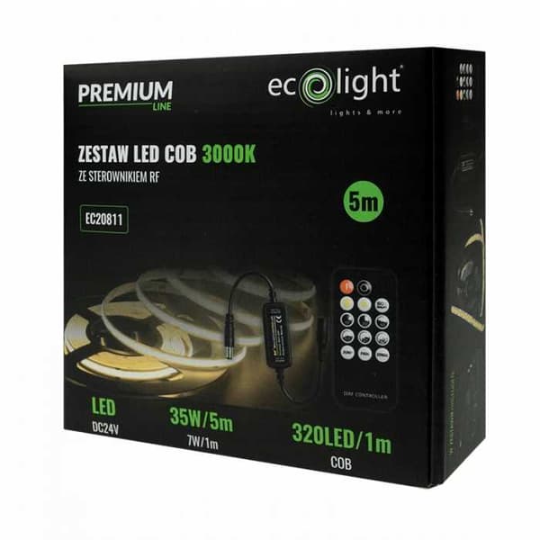COB LED -setti 7W/m 24V 3000K 630lm/m IP20/ 5mb