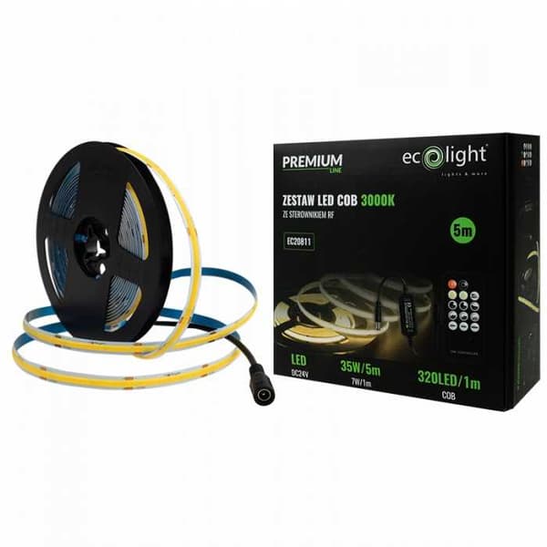 COB LED -setti 7W/m 24V 3000K 630lm/m IP20/ 5mb