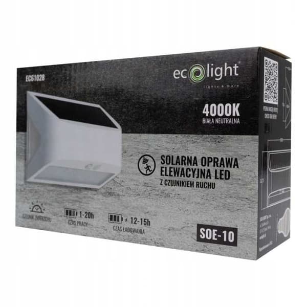 Hvid solcelledrevet facadelampe 6W 4000K SOE-10