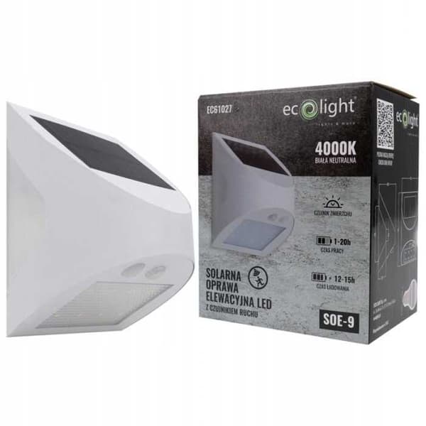 Hvid solcelledrevet facadelampe 3W 4000K SOE-9