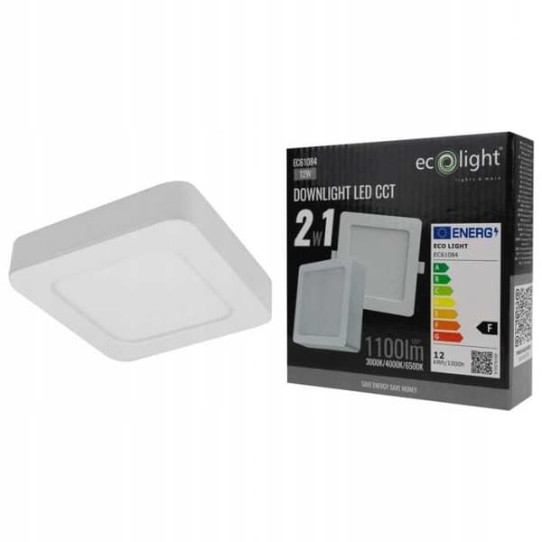 LED downlight 12W firkantet CCT 2in1