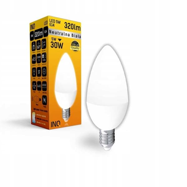 LED-LAMPE 5W B35 E14 4000K kerteformet 320lm