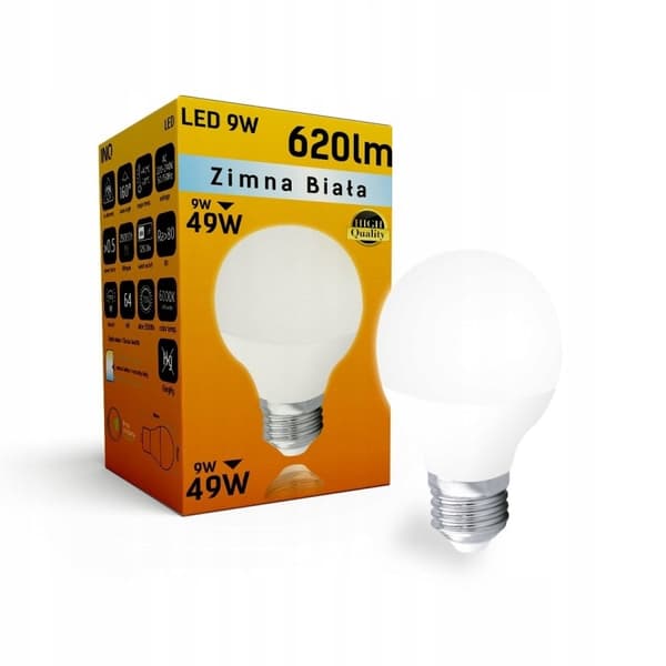 LED-kuglelampe 9W 620lm P45 E27 860