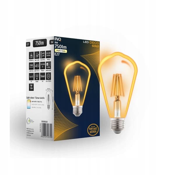 LED FILAMENT GULD ST64 E27 8W 750lm 2700K