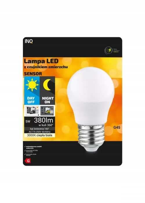 G45 E27 LED-pære 5W 3000K 380lm skumringssensor