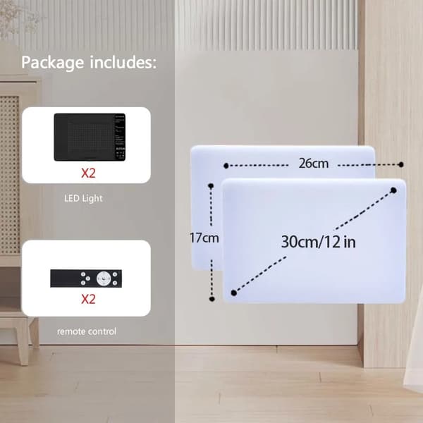 Fotostudio LED-ljuspane, justerbar stativhöjd, fjärrkontrollsdrift,12 tum ljus 2PC